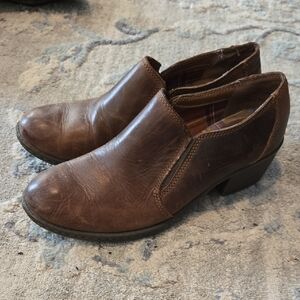 Boc/Born Of Concept Women's Brown Leather Slip-On Loafers with Heel